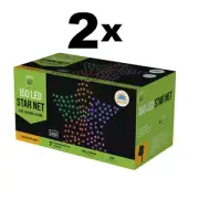 2 x Solar LED Star Net Multi Colour Outdoor Roof Hedge Flashing Christmas Lights