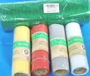 Mixed Lot, 4-Rolls GLITTER TULLE Ribbon, Crafter's Square 6" x 5 YD + BONUS Mesh