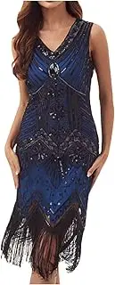 [Uillui] Womens Vintage 1920s Cocktail Dresses Elegant Sequined Flapper Dresses 20s Fringe Mini Dresses Short Prom Party Dress
