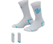 Jordan Crew Socks Kids Size 9-11 White Blue (2 pack) New