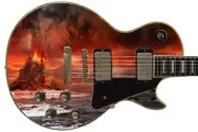Guitar Skin Axe Wrap Re-skin - Early Planet Volcano Eruption Water & Fire 744