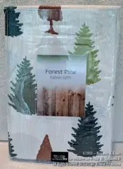 NEW FOREST PINE 60" X 120 OBLONG TABLECLOTH PINE TREES ADIRONDACK CAMP STYLE