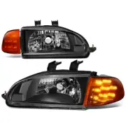 For 1992-1995 Honda Civic LED Turn Signal Black Housing Headlight Corner Lamps (for: Honda)