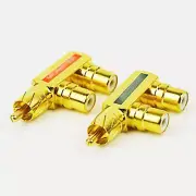2x RCA F Splitter Plug Adapter 1 RCA Male to 2 Dual RCA Female Adapter Connector