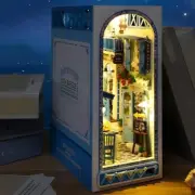 DIY Book Nook Kit, DIY Dollhouse Wood Bookend, Booknook Bookshelf Sea Breeze