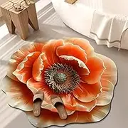 3D Shaped Realistic Flower Diatomite Absorbent Floor Mat,3D Realistic Flower Design Non-Slip Mud Floor Rugs, Diatom Mud Carpet (Orange,60 * 60cm)