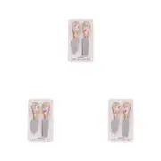 3x 2pc Splosh Picnic Spring Floral Cheese Knife Set Bamboo Handle 13x2.5cm