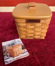 Longaberger 1999 Success Start Angled Diskette Basket, Wood Lid & Protector -NEW