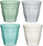 [Colourworks] Melamine Plastic Cups, Set of 4 Picnic Mugs, 280ml, Classic Colour