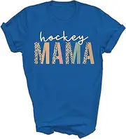 [TiQi] Leopard Hockey Mama Mom Life Field Ice Hockey Player Game Mothers Day Gift Unisex Shirt Women Men T-Shirt (Royal;2XL)