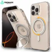 F iPhone 16 15 14 Pro Max Clear Case Shockproof Magnetic Ring Stand Bumper Cover