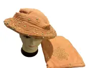 Auto gele, fully stoned Aso oke, head tie with shoulder shawl Orange