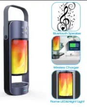 LED Flame Lamp with Bluetooth Speaker & Wireless Charger Outdoor/Indoor
