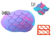 Mermaid Fondant Cutter /Embossing Stamp with 2" Scales Fondant Molding Tool 6x5"