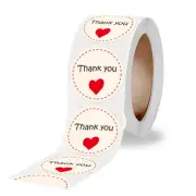500pcs Heart Thank You Stickers Round Seal Label Handmade Sticker for Candy