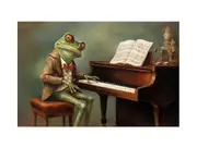 Frog Piano Canvas Print