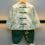 Children Kid Boy Chinese Tang Suit Top and Pants Hanfu Outfit Clothing Retro