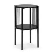 Avayah Round Side Table with shelf 39cm Black Woodgrain
