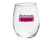 "Bachelorette Bash" Wine Glasses - Set of 4 - Pink & Black Bachelorette Party