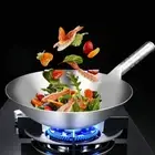 Wok Frying Pan Stainless Steel with Ergonomic Handle Kitchen Gas Cooker Durable