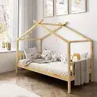 Oikiture Bed Frame Wooden Base Kids Single Timber House Beds TOMI