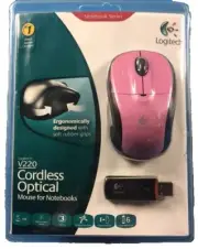 Logitech V220 Cordless Optical Mouse for Notebooks Ergonomic (Rose Pink) NIP