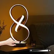 SUCIKORIO LED Bedside Lamp Touch Control Dimmable, Spiral LED Table Lamp Modern 12W Black Bedside Night Light Warm White 3000K Adjustable Brightness 10%-100% for Bedroom Living Room