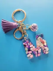 KEYRING x 1 M Purple Pink Key Chain Tassel Bag Charm Keyring New A100