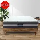 Queen Memory Foam Mattress Topper 7 Zone 8cm Bamboo Cover Foldable White Blue