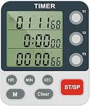 RdjEokf Plastic 3 Channel Kitchen Timer, with Loud Alarm Magnetic Back, Adjustable Volume Triple Cooking Timer, Large Display, Digital Kitchen Timer, for Kids Teachers