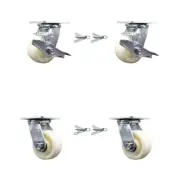 4 Inch Nylon Caster Set with Ball Bearings 4 Swivel Lock 2 Brake Service Caster