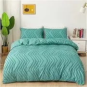 Solid Color Stripe Cut Flowers Bed Sets Full Queen Wave Patchwork King Duvet Cover with Pillow Cases Home Comforter Cover(4,Super King 260x230cm)