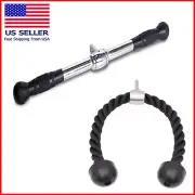 Fitness Tricep Rope Press Down Bar Rubber Stoppers Strength Machine Attachment