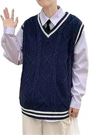 [Generic] Men Top Pullover Sweater V Neck Knit Vest Sleeveless Waistcoat