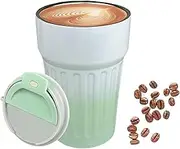 Travel Mug Stainless Steel Tumbler Double Vacuum Heat Insulation Coffee Cup for Cold and Hot Drinks 400ml Tea Cup 13OZ Coffee Cup with Lid (Green Gradient)
