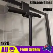 1/2X Bathroom Screen Glass Window Cleaning Home Cleaner Silicone Sheet With Hook