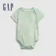 Gap 嬰兒裝 可愛純棉短袖包屁衣 布萊納系列-綠色紮染(691248)