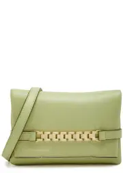 Victoria Beckham Chain Mini Leather Pouch - Light Green