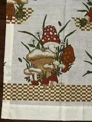 2 Vtg 1970s Mushroom Butterfly Floral Orange Curtain Panels by J. C. Penney
