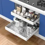 2 Expandable Pull Out Cabinet Organizers, 3 Rails Sliding Out Drawers for