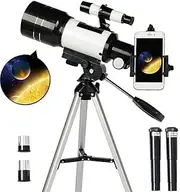 TUOKE Telescope for Astronomy Adult Kids Beginners, 150X Astronomical Refractor Telescope, 300X70mm Telescop with Tripod Smartphone Adapter