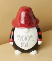 New Rae Dunn Gnome Handsome Devil Cookie Jar Canister Halloween Web 11” Large