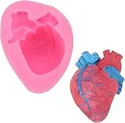 3D Halloween Human Heart Shaped Ice Cream Mold DIY Silicone Mould Fondant Pudding Jelly Cake Decor Tool Handmade Soap Maker (Pink, One Size)
