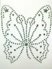 Black Butterfly Dritz Iron-On RhineStuds Craft Decoration #2725 ~3" x 3-1/2"