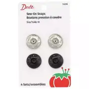 Dritz Size 10 Sew-On Snaps, 4 Count