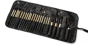Makeup Brush Set 24 Pcs Premium Synthetic Foundation Powder Concealers Eye shadows Blush Wood color Makeup Brushes with Black Storage Bag