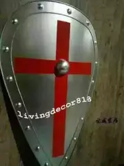 Shield Armor Medieval Knight Armor with Red Cross Templar Crusader Metal Shield
