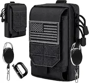 IronSeals Multi-Purpose Tactical Molle Pouch Waist Bag for Mobile Phone Belt Pouch Holster Cover Case for iPhone 16 Pro Max/16 Pro/16/15 Pro Max/14 Pro Max/13 Pro Max/12/11 Pro Max