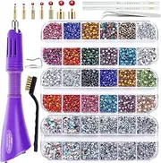 Blinginbox Hotfix Rhinestones Applicator Tool for Crafts Clothes, Hot Fix Rhinestone Applicator Set Pen Iron Bedazzler Kit with 6000PCS Round Crystals Gems for Shoes