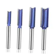 Professional Double Flute Straight Router Bits 1/4 Double Flute Straight 4 Pcs